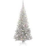 vidaXL Božično drevo med 300 LED z stojalom srebrna 180 cm PET | Shoptok.si