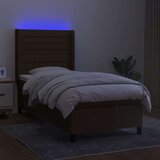  Box spring postelja z vzmetnico LED temno rjava 100x200cm blago, (20884075) | Shoptok.si
