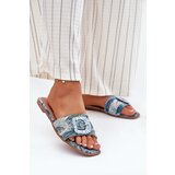 Boto Flat Women's Slippers With Decorative Buckle Blue Clariola | ePonuda.com