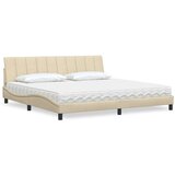  Krevet s madracem krem 200 x 200 cm od tkanine - Krema 200 x 200 cm Cijene