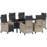 vidaXL 7-delni vrtni jedilni set svetlo siva poli ratan, (22087344) | Shoptok.si
