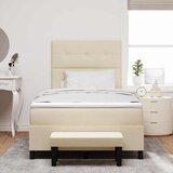  Krevet s opruga kutije s uzglavljem Krema 120 x 190 cm tkanina | shoptok.hr