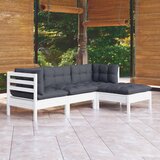 Maison Chic Seti vrtnega pohištva - Vrtna garnitura - Vrtni pohištvo set 4-delna z blazinami bela borovina, (21810899) | Shoptok.si