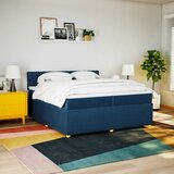  Krevet s oprugama i madracem plavi 200 x 200 cm od tkanine | shoptok.hr