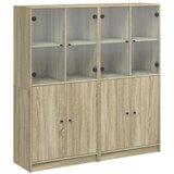 Maison Chic Knjižna omara - Knjižni regal z vrati sonoma hrast 136x37x142 cm inženirski les, (21725473) Cene