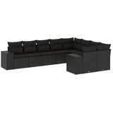  9-dijelni set vrtnih sofa s jastucima crni od poliratana | shoptok.hr