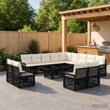  Sjedeća garnitura za vrt 14 kom. Crna i krem-bijela poliratan 100 x 55 x 73 cm | shoptok.hr