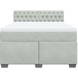 vidaXL Box spring postelja z vzmetnico svetlo siva 160x200 cm žamet | Shoptok.si