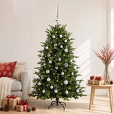 Umjetno božićno drvce s kuglicom 150 cm 150 LED lampica - 150 cm s LED-ima i srebrnim lopticama | shoptok.hr
