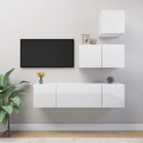 Furnova Komplet TV omaric 4-delni visok sijaj bela iverna plošča, (21924065) | Shoptok.si