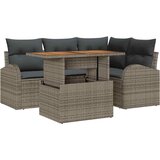 vidaXL Set vrtnih sofera s jastucima sivo poli ratan, 2-mjesta vrtna sofa s pohranom i jastucima sivo poli ratan | shoptok.hr