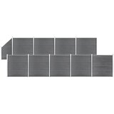 vidaXL wpc ograjni paneli 9 kvadratnih + 1 poševni 1657x186 cm sivi | Shoptok.si