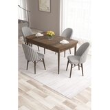 Hanah home trpezarijski set Roz, sto na razvlačenje i 4 stolice, ploča u dekoru drveta Baroque, siva tkanina Babyface | Eponuda.com