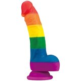 Lovetoy Prider - realističen dildo iz tekočega silikona - 19 cm (mavrica) cene