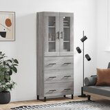 vidaXL Visoka komoda siva sonoma 69,5x34x180 cm inženirski les | Shoptok.si