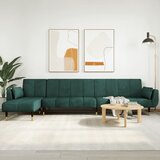vidaXL Raztegljiv kavč L oblike temno zelen 275x140x70 cm žamet Cene