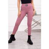 Kesi Ribbed leggings with a high waist in dark pink color | shoptok.hr