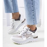 Gemre White metallic lace-up perforated sneakers Torres Cene