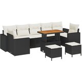 vidaXL 10-dijelni vrtni sofa set s jastučićima crni poli ratan akacija, 3-dijelni vrtni blagovaonski set s jastučićima crni poli ratan akacija Cijene