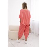 Kesi Włoski Cotton set blouse + trousers apricot | Shoptok.si