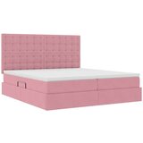  Postelja s shranjevanjem z vzmetnico Roza 180 x 200 cm Žamet, (5000099631) | Shoptok.si