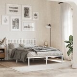 Maison Chic Kovinski Posteljni okvir - Dvoposteljna postelja - Zakonska postelja z vzglavjem bel 120x190 cm, (21693065) | Shoptok.si