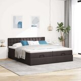 vidaXL Otomanski posteljni okvir z vzmetnicami rjav 200x200 cm blago | Shoptok.si