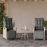 vidaXL vrtni naslanjač z naslonom za noge 2 kosa bež poli ratan | Shoptok.si