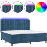  Box spring s madracem LED tamnoplavi 200x200 cm baršun | shoptok.hr