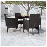  5-dijelni vrtni blagovaonski set s jastucima crni | shoptok.hr