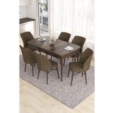 Hanah home Eva - Baroque, Brown BaroqueBrown Extendable Dining Table & Chairs Set (7 Pieces) | ePonuda.com