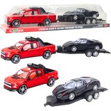  Set terenskog vozila s prikolicom i sportskim automobilom - 59cm - crno/crvenii | Shoptok.si