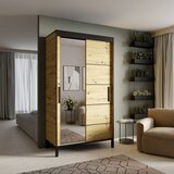 ADRK Klizni ormar BELL-M s ogledalom, 120 cm - HRAST ARTISAN-CRNA | shoptok.hr
