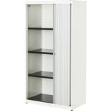 mauser Omara s prečnim rolojem, VxŠxG 1516 x 800 x 432 mm, jeklena plošča, 3 police, čisto bele / aluminijaste / čisto bele barve | Shoptok.si