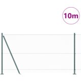 vidaXL Heksagonalna ograja Zelena 1.2x10 m Jeklo, Ograjne stebre s podložkami 7 kos Ø32mm 68.5cm Galvanizirano jeklo | Shoptok.si