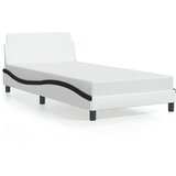 Maison Chic Posteljni okvir - Enojna postelja - Postelja za odrasle z vzglavjem bel in črn 100x200 cm umetno usnje-J9359, (21772906) | Shoptok.si