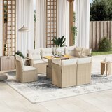 Maison Chic Seti vrtnega pohištva - Vrtna garnitura 9-delna z blazinami bež poli ratan, (21796165) | Shoptok.si