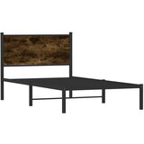  The Living Store Kovinski posteljni okvir z vzglavjem dimljeni hrast 107x203 cm - Posteljni Okvir, (21497095) | Shoptok.si