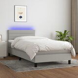Maison Chic Box spring postelja - Vzmetna postelja z vzmetnico LED svetlo siva 90x190 cm blago SL21486, (21901724) | Shoptok.si