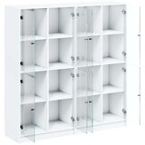 vidaXL Knjižna omara z vrati bela 136x37x142 cm inženirski les | Shoptok.si