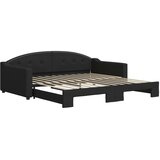  Dnevni krevet na razvlačenje crni 100 x 200 cm od tkanine | shoptok.hr