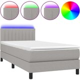  Krevet box spring s madracem LED svjetlosivi 90x200 cm tkanina | shoptok.hr