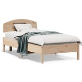 vidaXL Posteljni okvir z vzglavjem 90x190 cm trdna borovina Cene