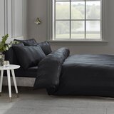 Catherine Lansfield Crna 3-dijelna satenska posteljina za bračni krevet 200x200 cm So Soft Satin Stripe – | shoptok.hr