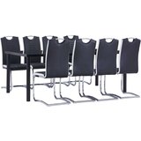  9-dijelni blagovaonski set od umjetne kože crni | shoptok.hr