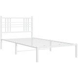  The Living Store Kovinski posteljni okvir z vzglavjem bel 107x203 cm - Posteljni Okvir, (21498280) | Shoptok.si