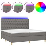 Box spring postelja z vzmetnico LED temno siva 200x200 cm blago, (20727315) | Shoptok.si