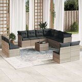 vidaXL 12-dijelni set vrtnih sofa poliratan s jastucima svijetlosivi | shoptok.hr