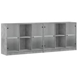 Furnova Knjižna omara z vrati betonsko siva 204x37x75 cm inženirski les, (21954880) | Shoptok.si
