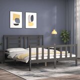  Kreveta s uzglavljem sivi veliki bračni od masivnog drva | shoptok.hr